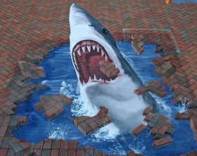 武汉3d立体画地面画鲨